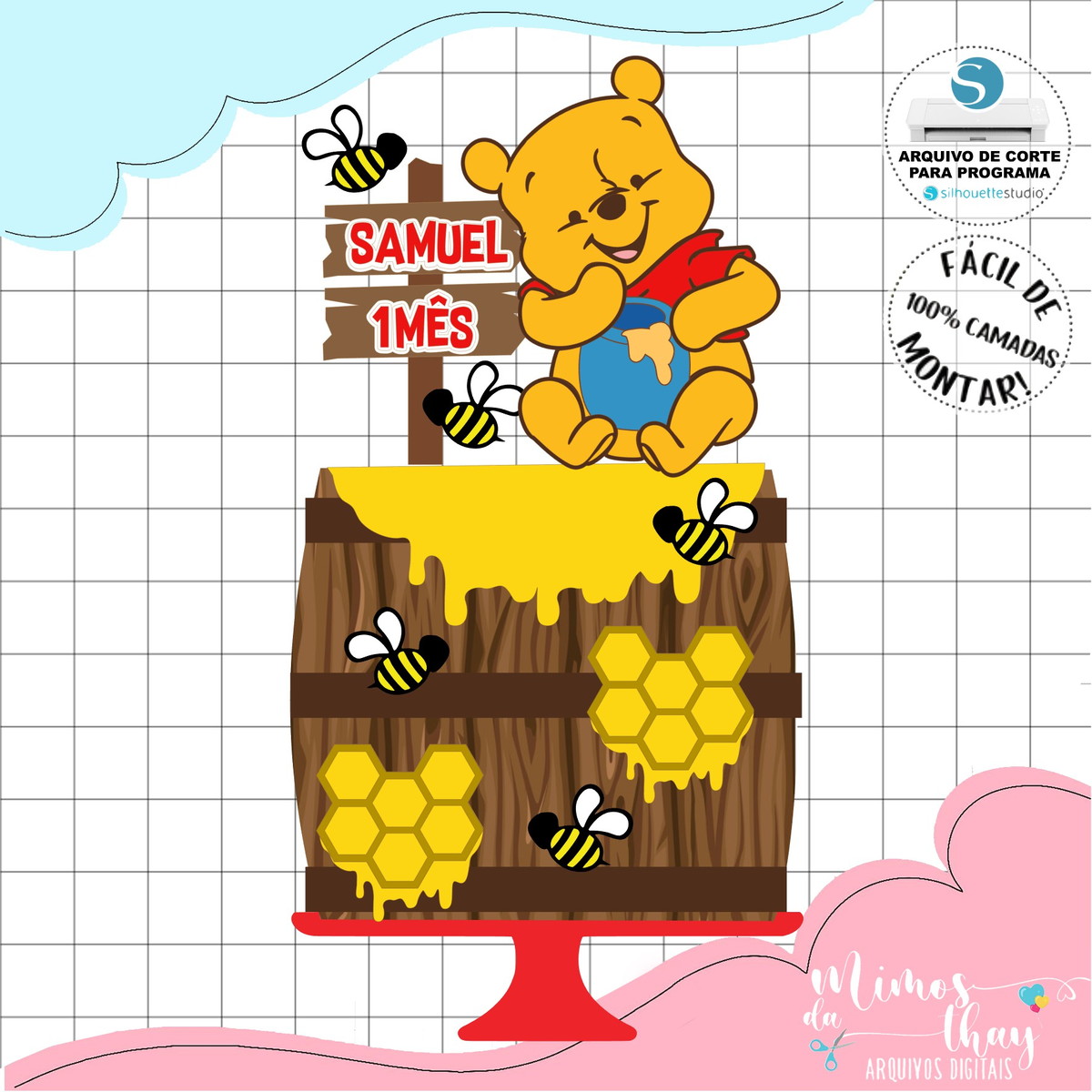 Arquivo de Corte: Topo de Bolo em Camadas Ursinho Pooh 013 - Imagem 2