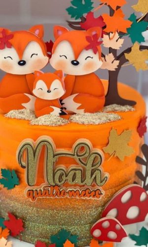 Arquivo de Corte Topo de Bolo Família Raposinha Cute 006