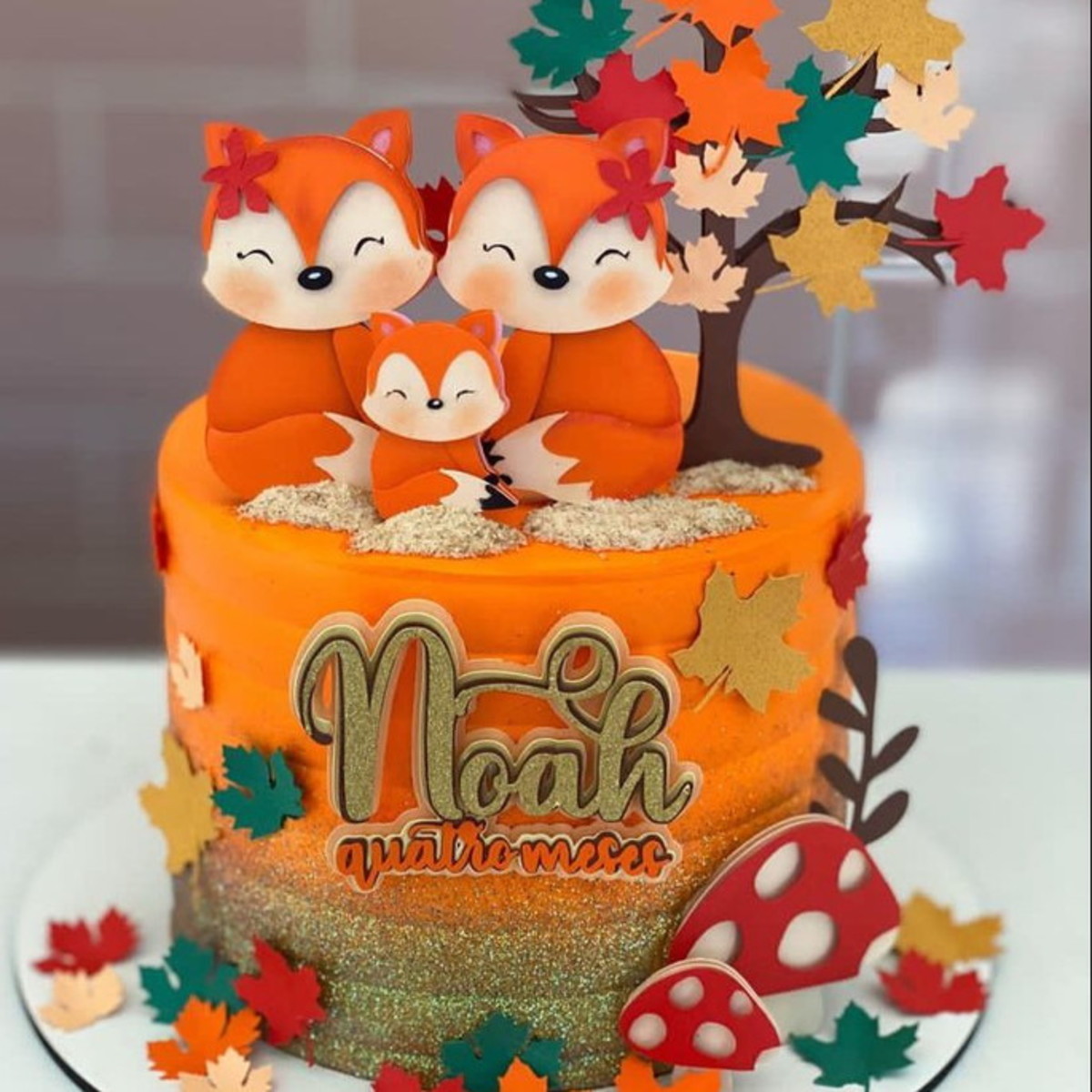 Arquivo de Corte Topo de Bolo Família Raposinha Cute 006