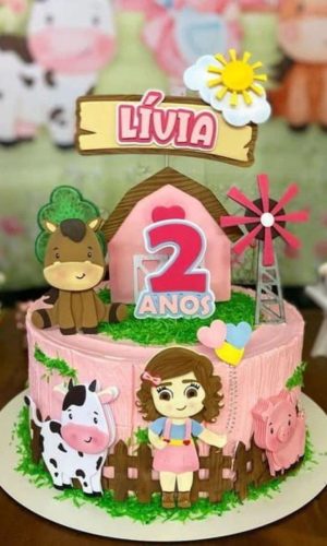 Arquivo de Corte Topo de Bolo Fazendinha Menina Rosa #17099