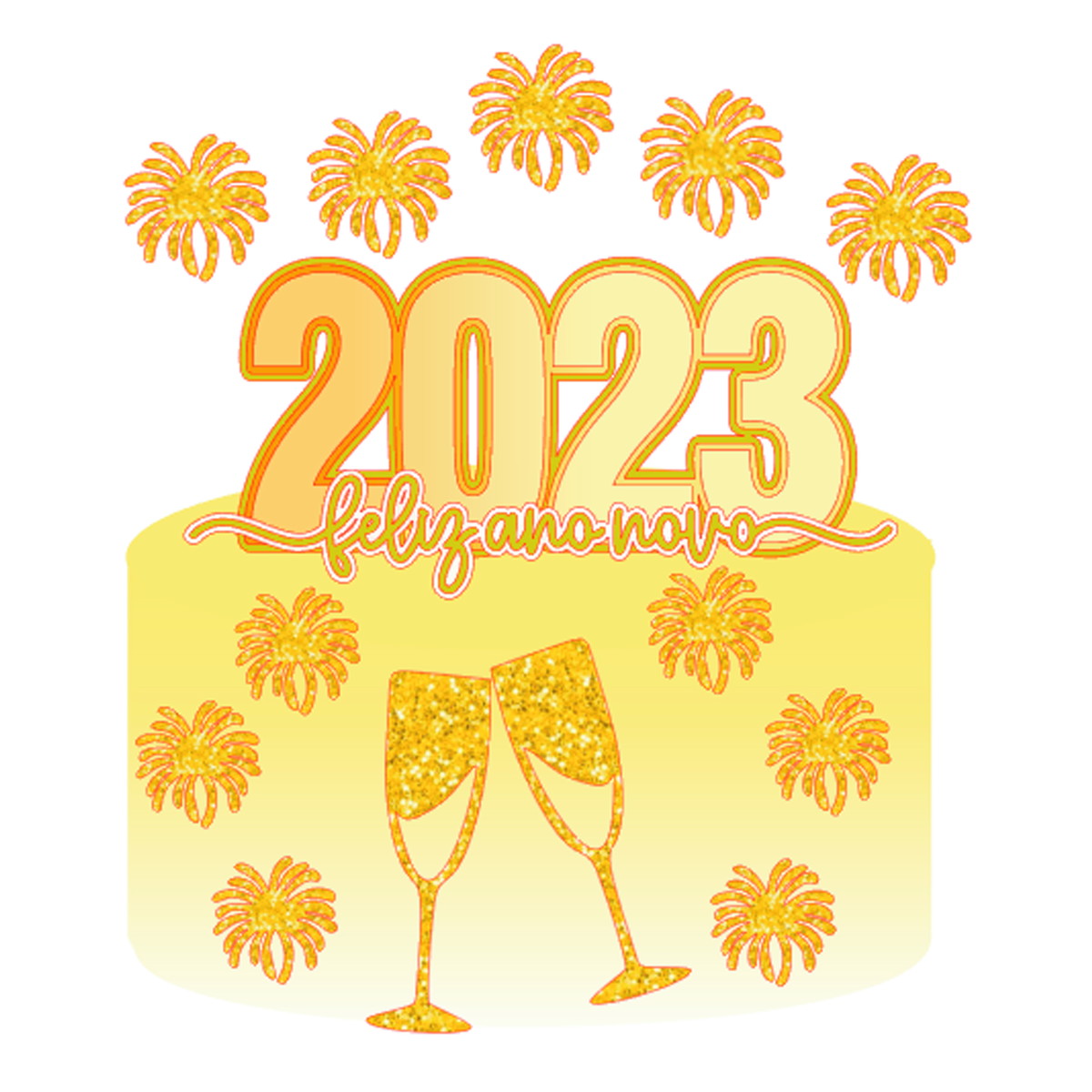 Arquivo de Corte: Topo de Bolo Feliz Ano Novo 2023 034 - Imagem 2