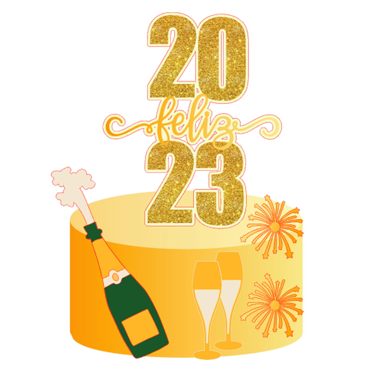 Arquivo de Corte: Topo de Bolo Feliz Ano Novo 2023 043