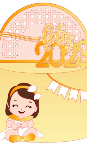 Arquivo de Corte Topo de Bolo Feliz Ano Novo 2023 Menina 040