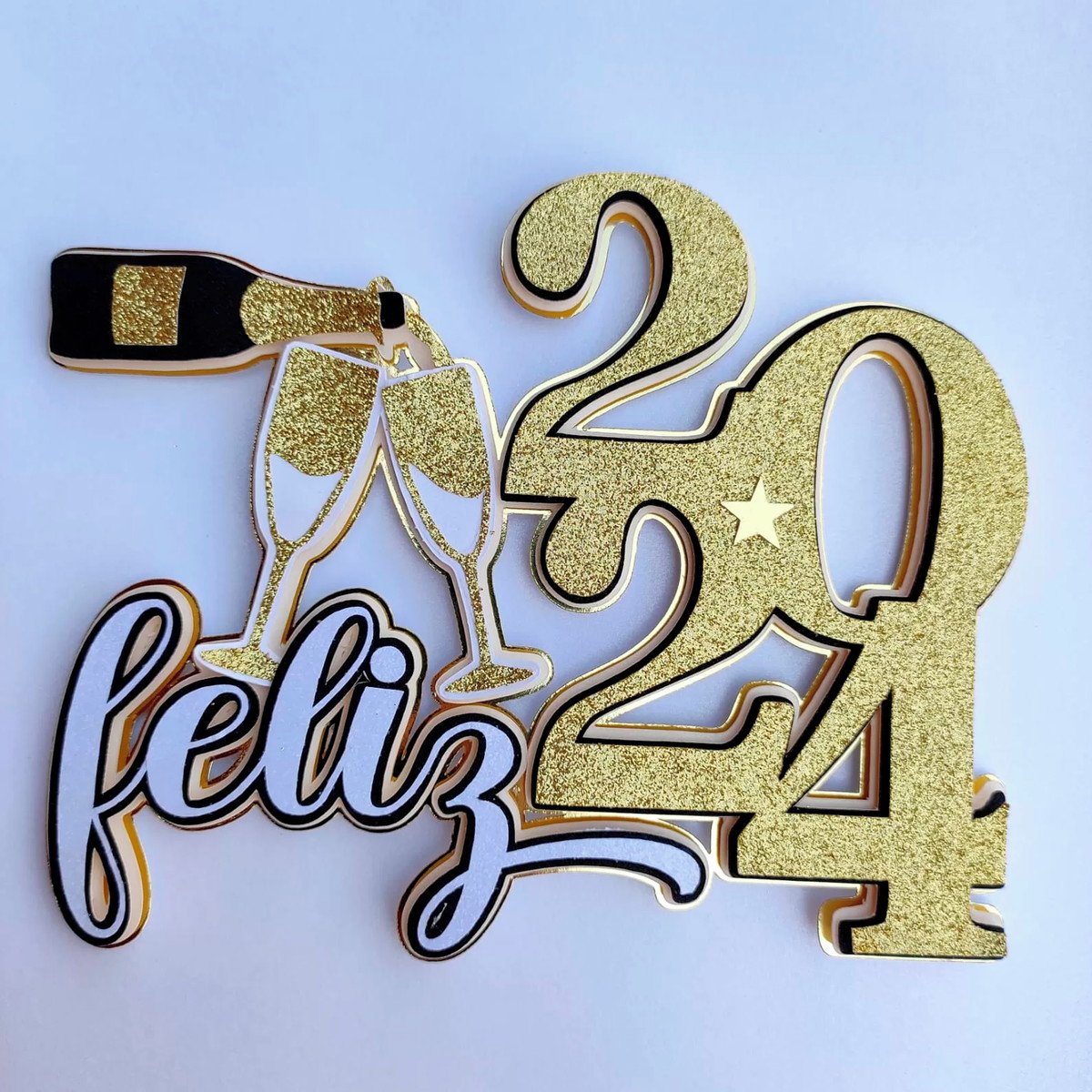 Arquivo de Corte: Topo de Bolo Feliz Ano Novo 2024 052