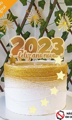 Arquivo de Corte Topo de Bolo Feliz Ano Novo Feliz 2023 023