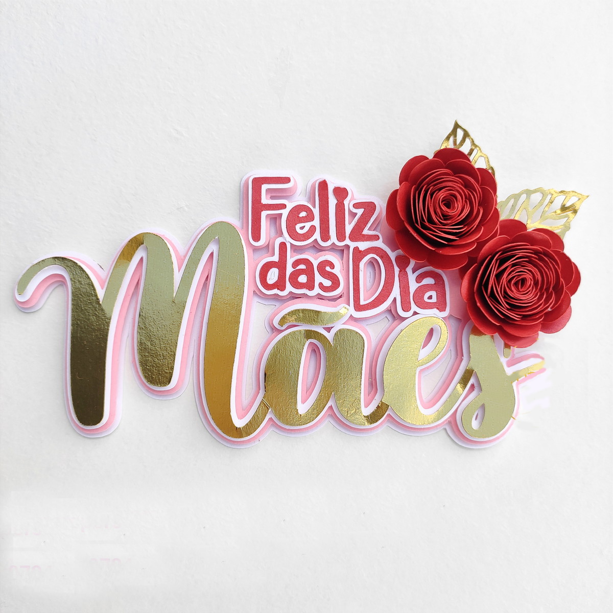 Arquivo de Corte Topo de Bolo Feliz Dia das Mães + Flor 082
