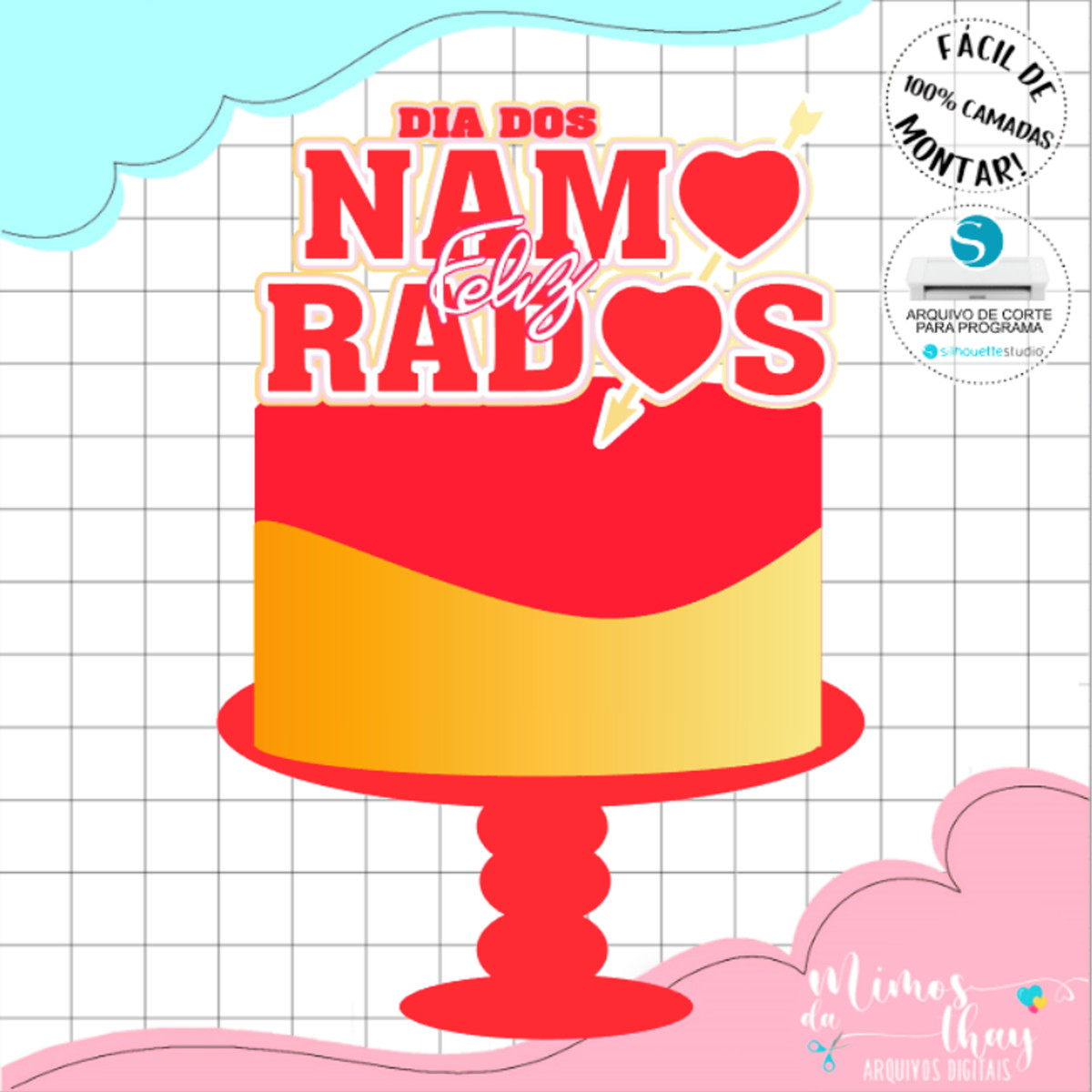Arquivo de Corte: Topo de Bolo Feliz Dia dos Namorados 018