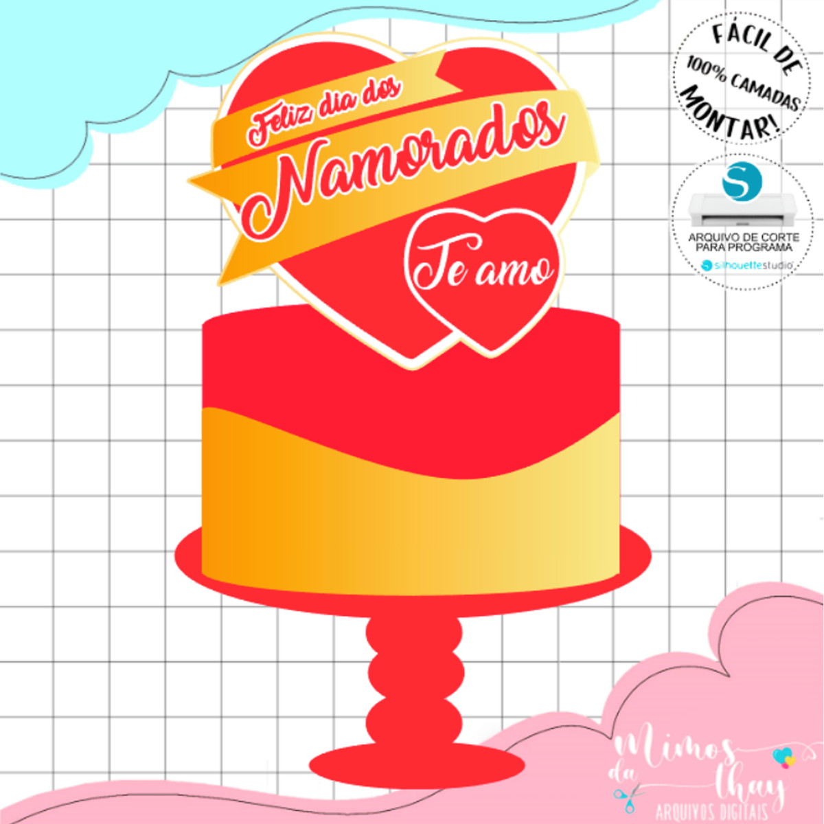 Arquivo de Corte: Topo de Bolo Feliz Dia dos Namorados 019