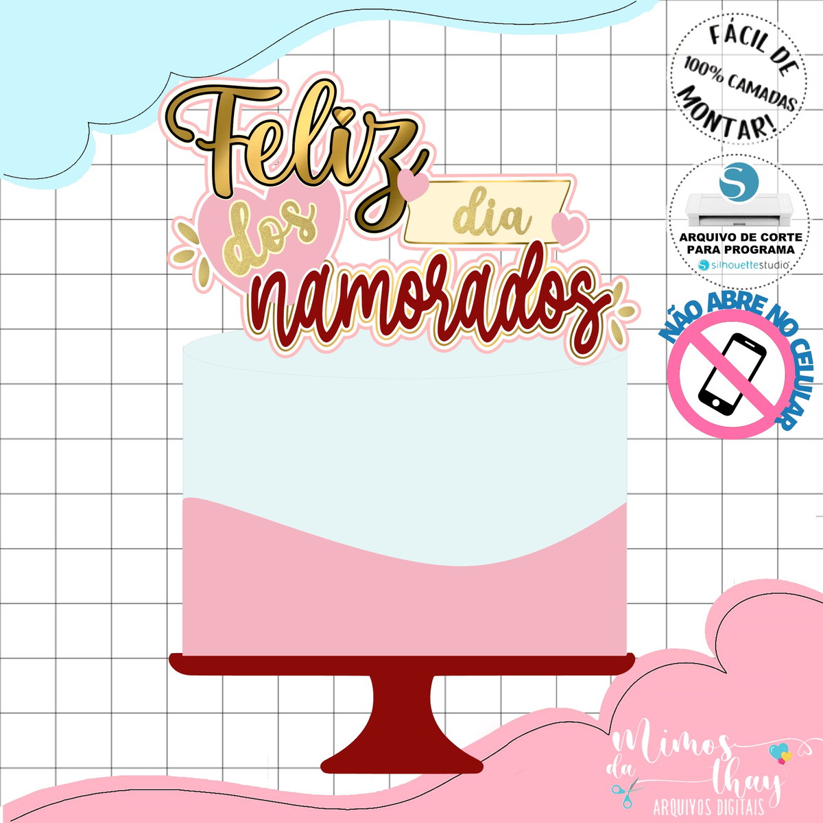 Arquivo de Corte Topo de Bolo Feliz Dia dos Namorados 059