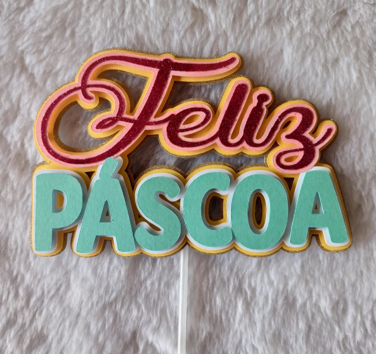 Arquivo de Corte: Topo de Bolo Feliz Páscoa Camadas 136