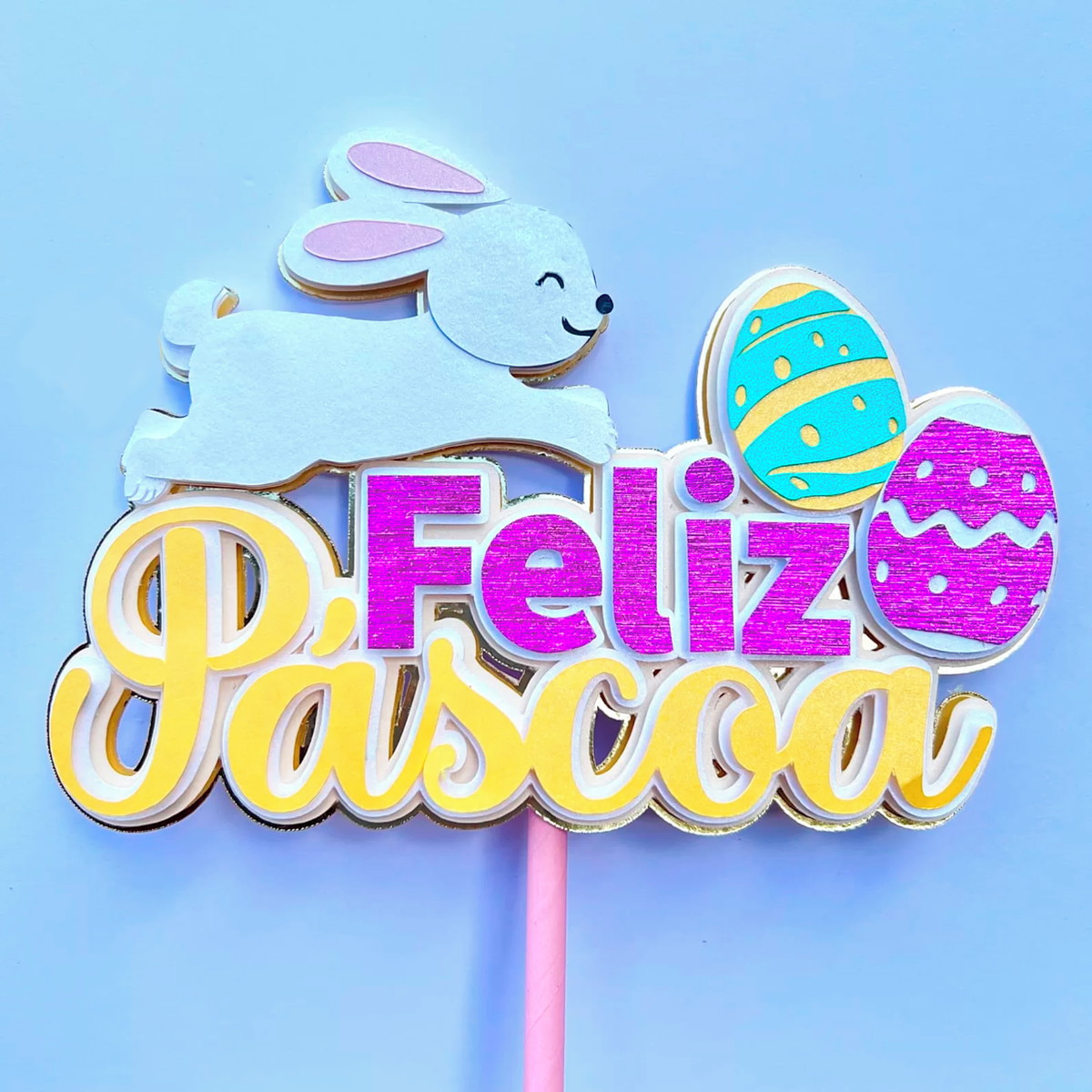 Arquivo de Corte: Topo de Bolo Feliz Páscoa Coelhinho 174