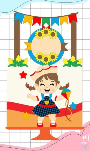 Arquivo de Corte Topo de Bolo Festa Junina Menina Arraiá 149