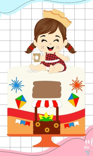 Arquivo de Corte Topo de Bolo Festa Junina Menina Arraiá 150