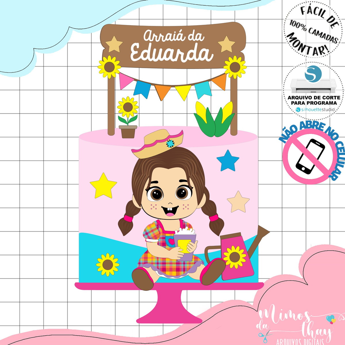 Arquivo de Corte Topo de Bolo Festa Junina Menina Arraiá 151