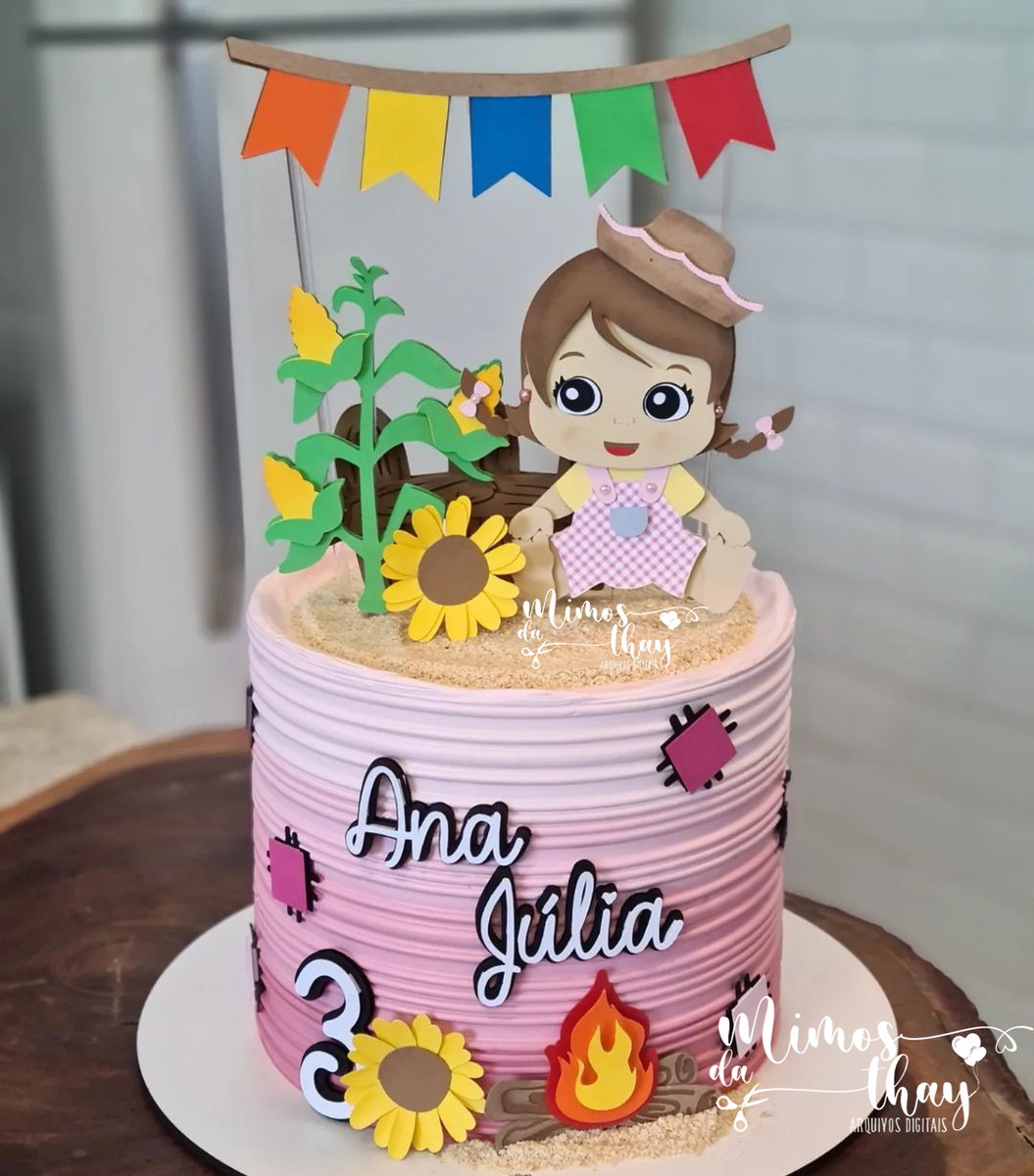 Arquivo de Corte Topo de Bolo Festa Junina Menina Arraiá 169