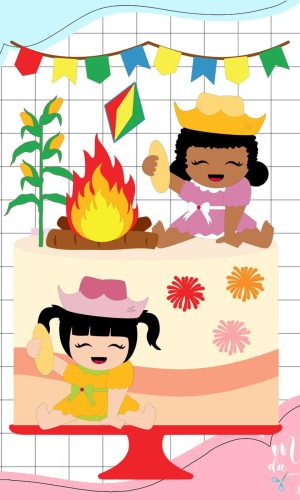 Arquivo de Corte Topo de Bolo Festa Junina Menina Arraiá 172