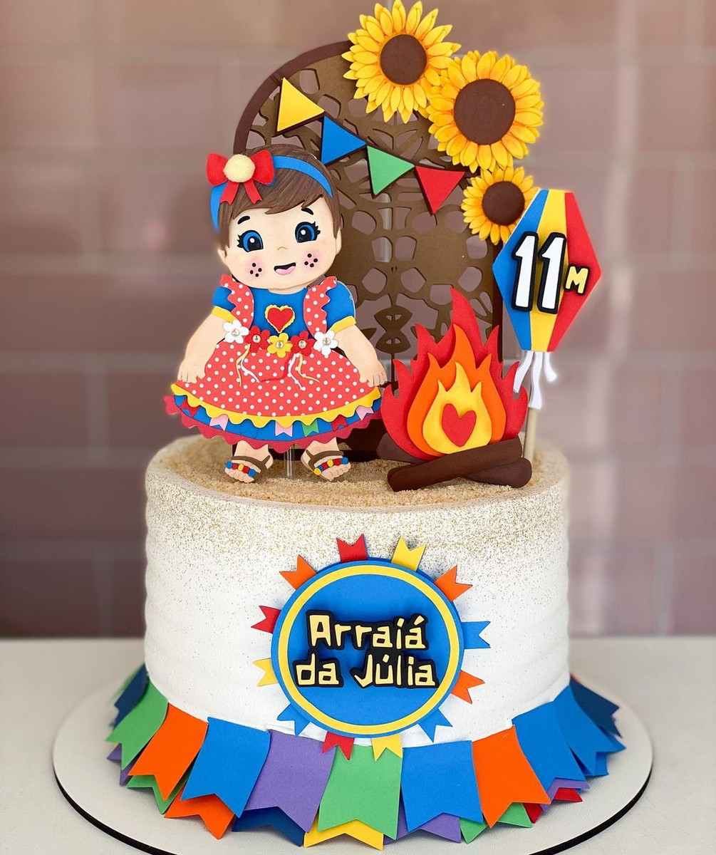 Arquivo de Corte Topo de Bolo Festa Junina Menina Arraiá 188