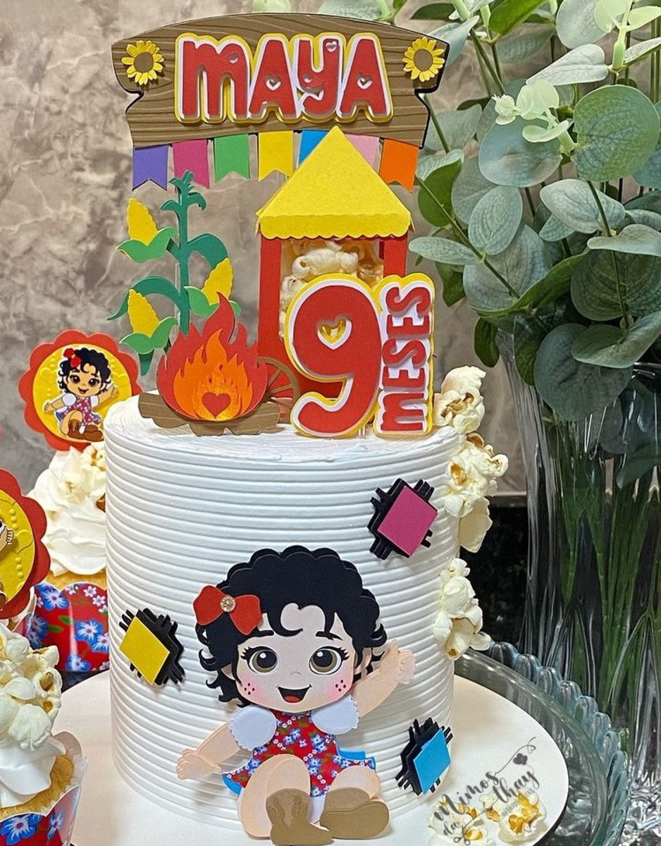 Arquivo de Corte Topo de Bolo Festa Junina Menina Arraiá 226 - Imagem 2