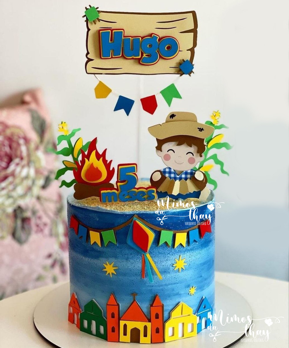 Arquivo de Corte Topo de Bolo Festa Junina Menino Arraiá 165