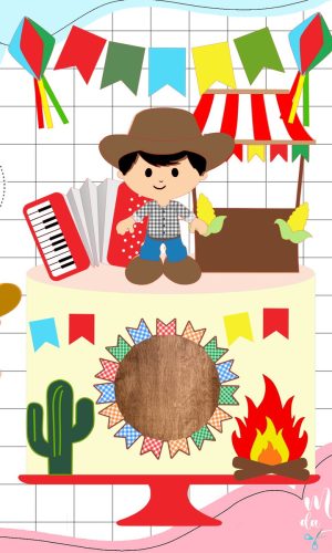 Arquivo de Corte Topo de Bolo Festa Junina Menino Arraiá 192