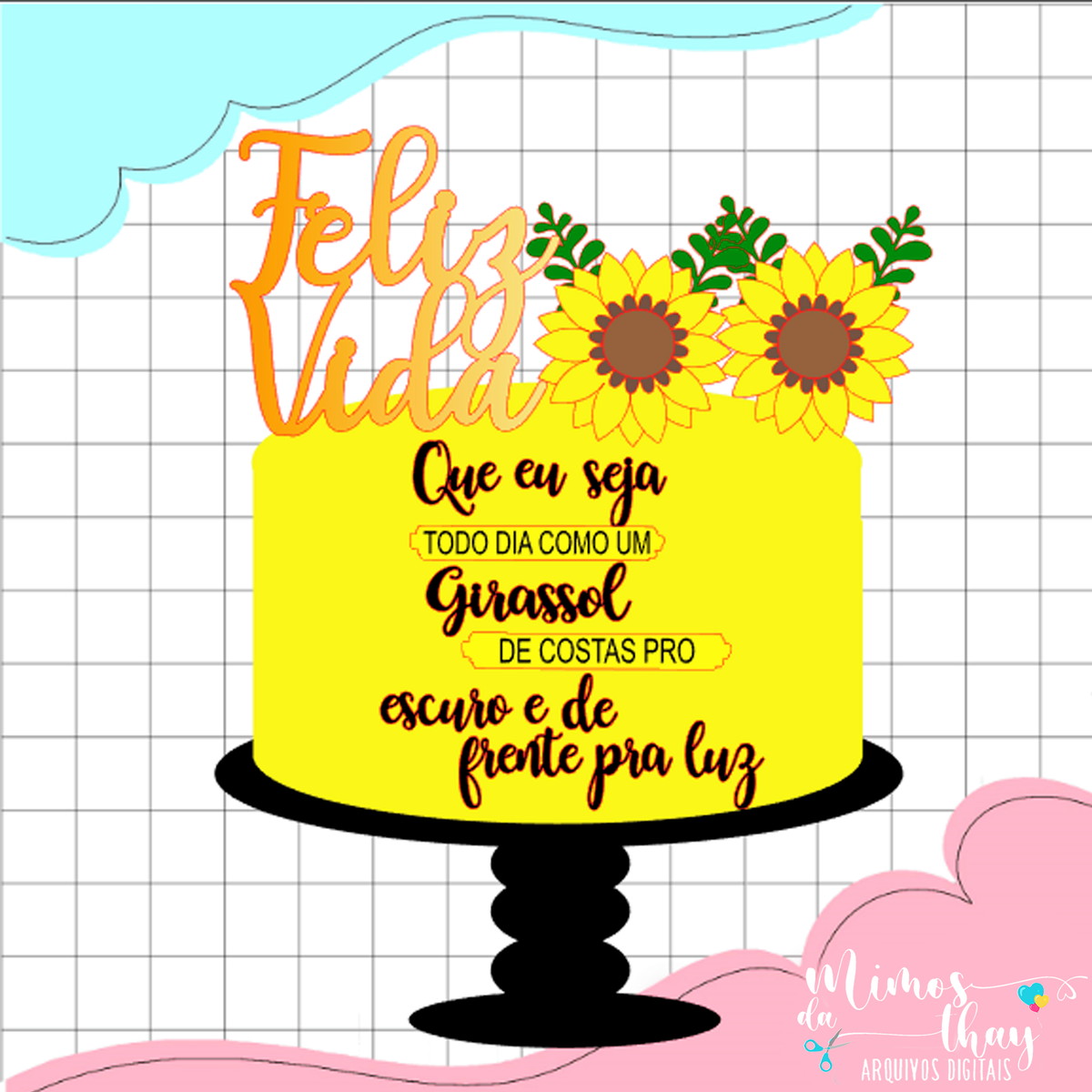 Arquivo de Corte: Topo de Bolo Girassol 3d Flores 004