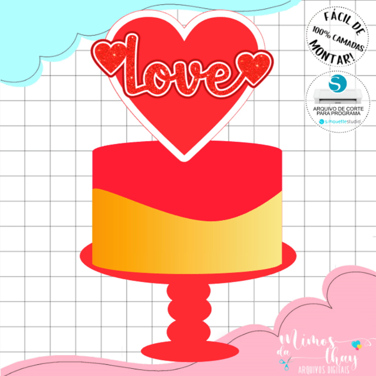 Arquivo de Corte: Topo de Bolo Love Dia dos Namorados 021