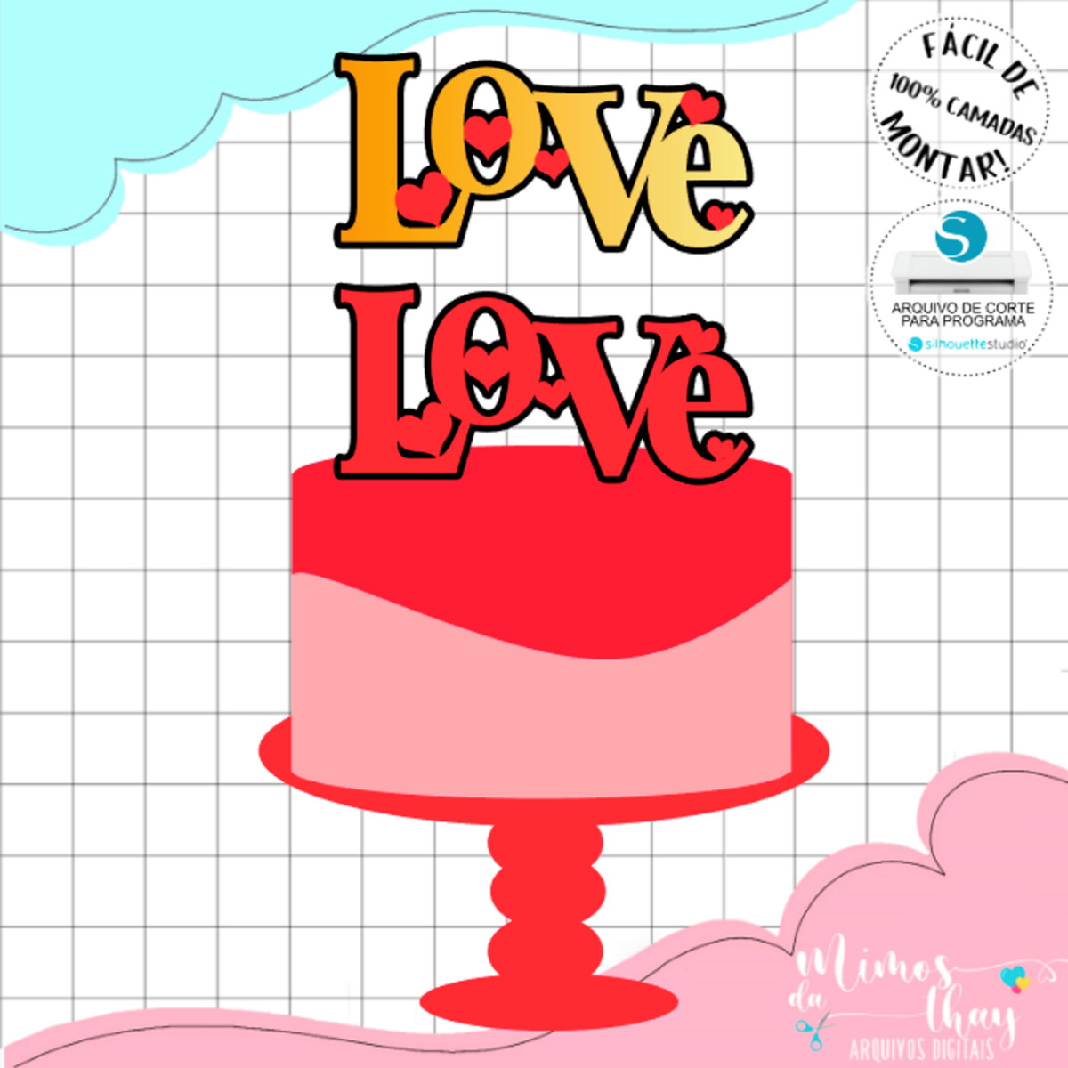 Arquivo de Corte Topo de Bolo Love Namorados 047