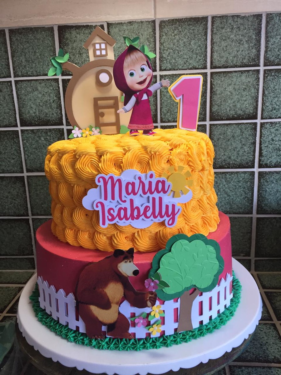 Arquivo de corte Topo de bolo Marsha e o Urso