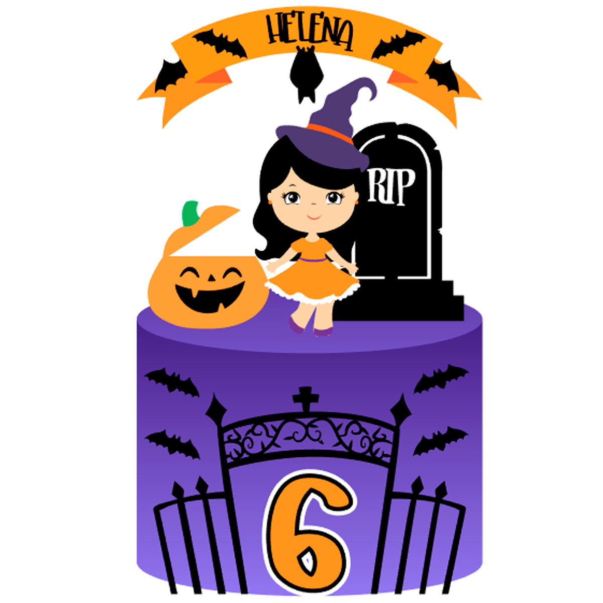 Arquivo de Corte: Topo de Bolo Menina Halloween 024