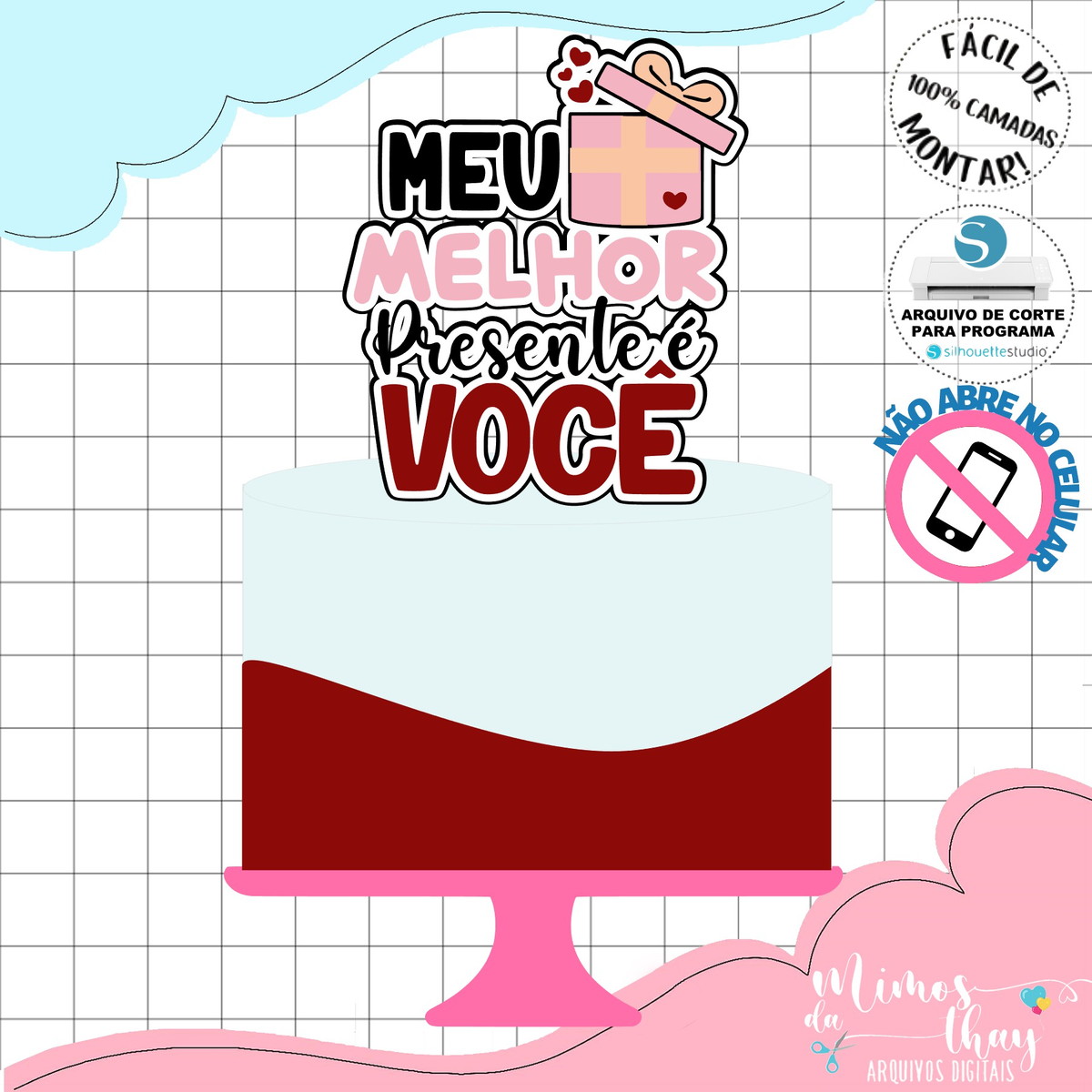 Arquivo de Corte Topo de Bolo Meu Presente Namorados 058