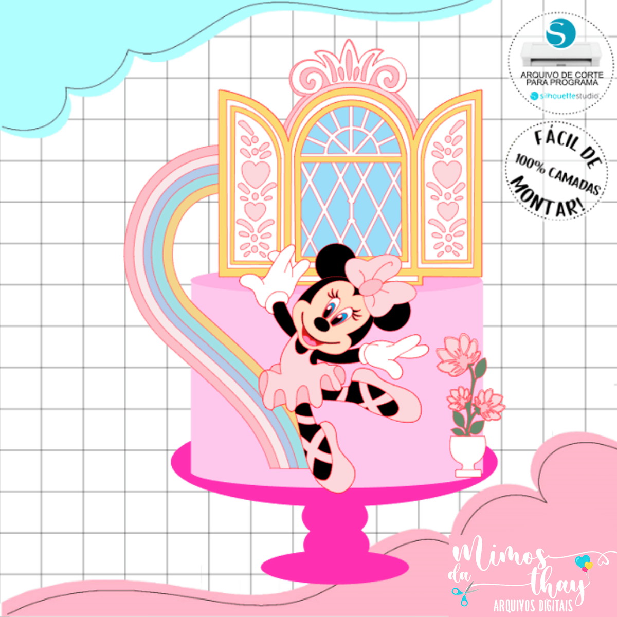 Arquivo de Corte: Topo de Bolo Minnie Bailarina 020