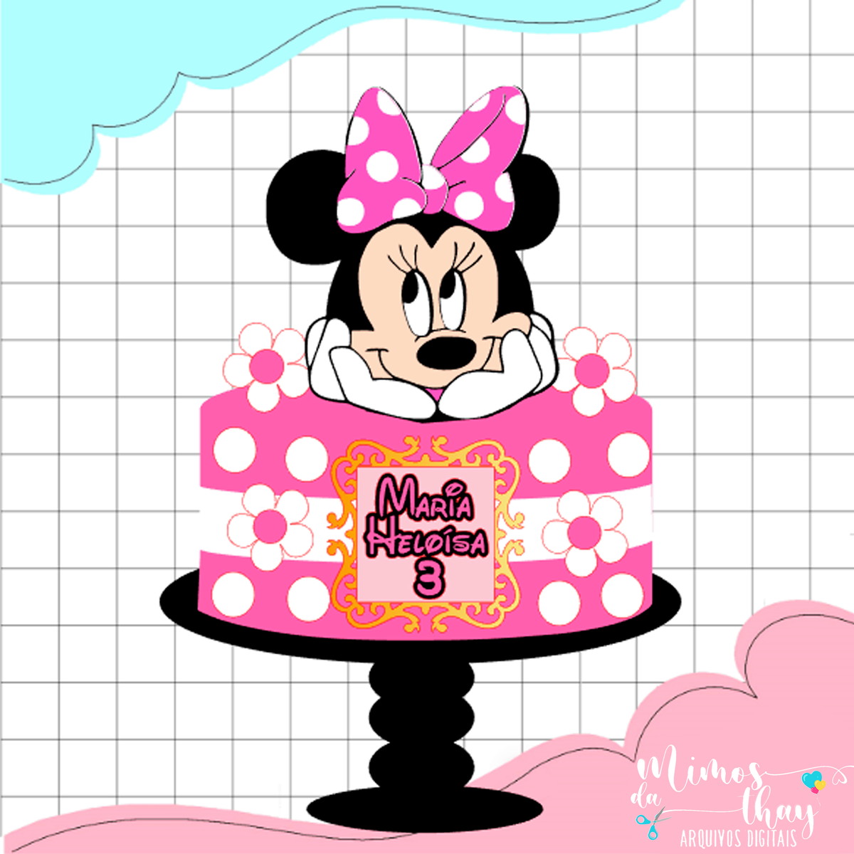 Arquivo de Corte: Topo de Bolo Minnie Rosa Camadas 015