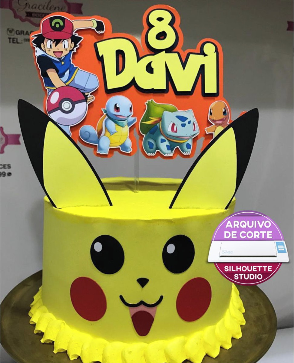 Arquivo de Corte: Topo de Bolo Pikachu Pokémom 008