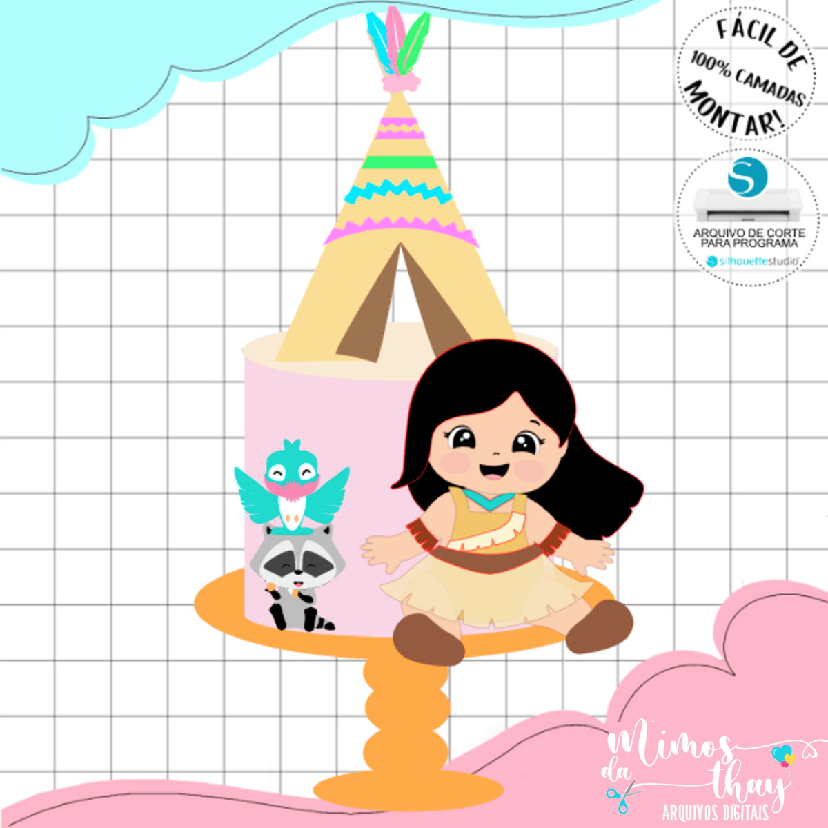 Arquivo de Corte: Topo de Bolo Pocahontas Baby 004