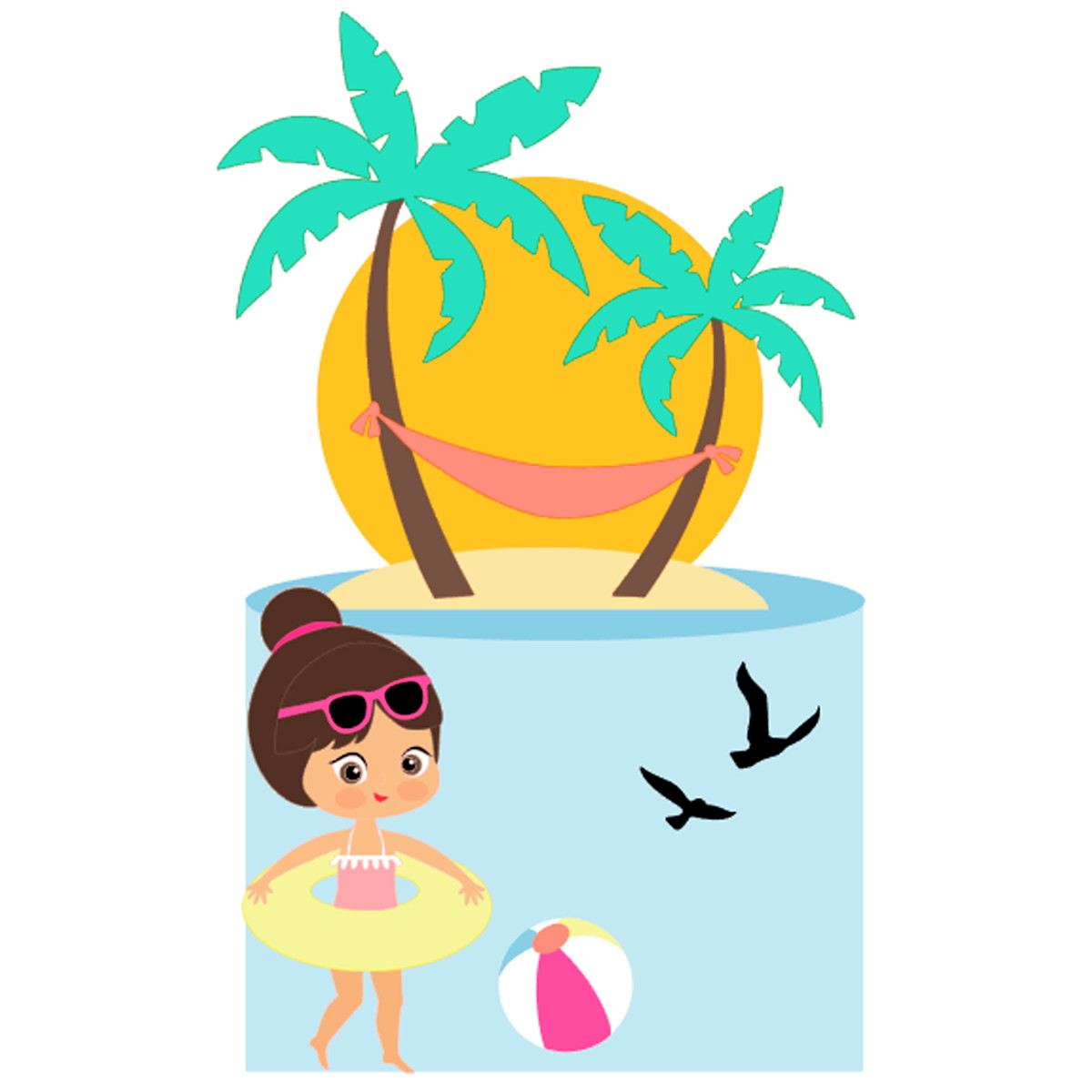 Arquivo de Corte: Topo de Bolo Praia Verão Menina 009
