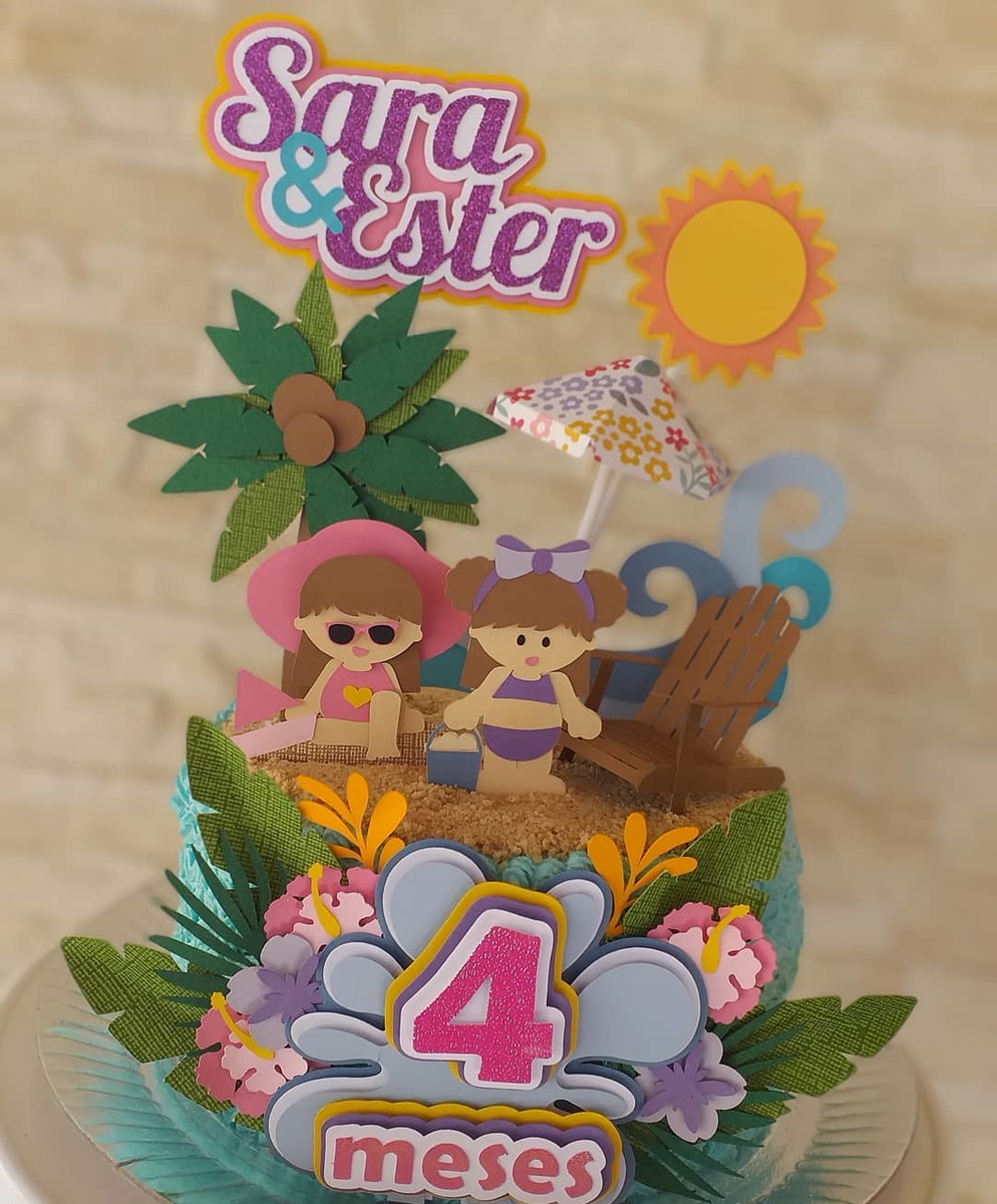Arquivo de Corte: Topo de Bolo Praia Verão Meninas 010