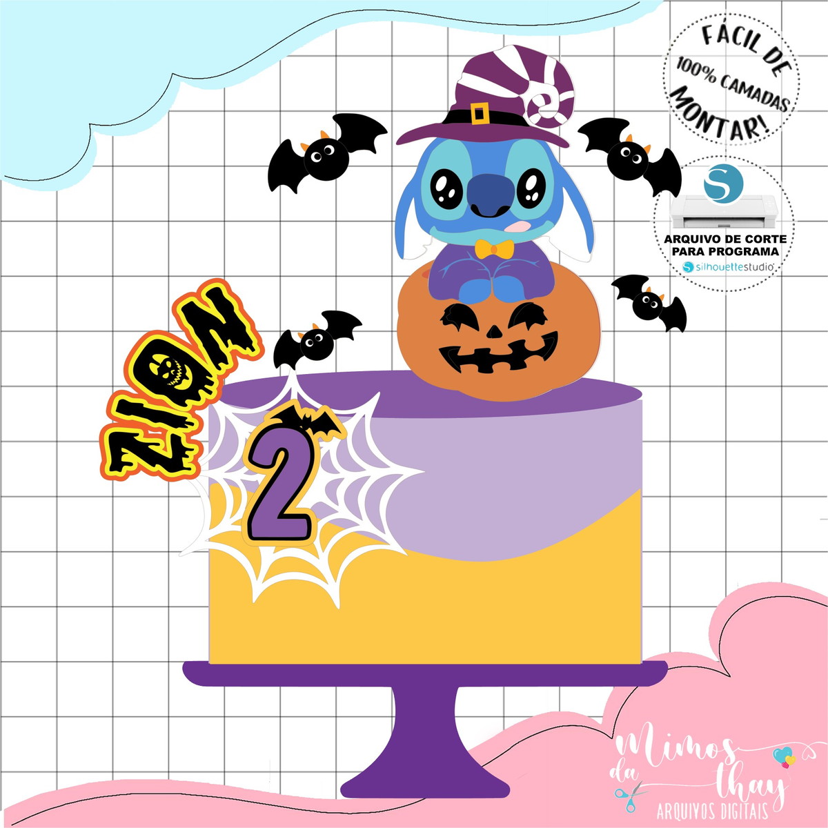 Arquivo de Corte Topo de Bolo Stitch Halloween 068