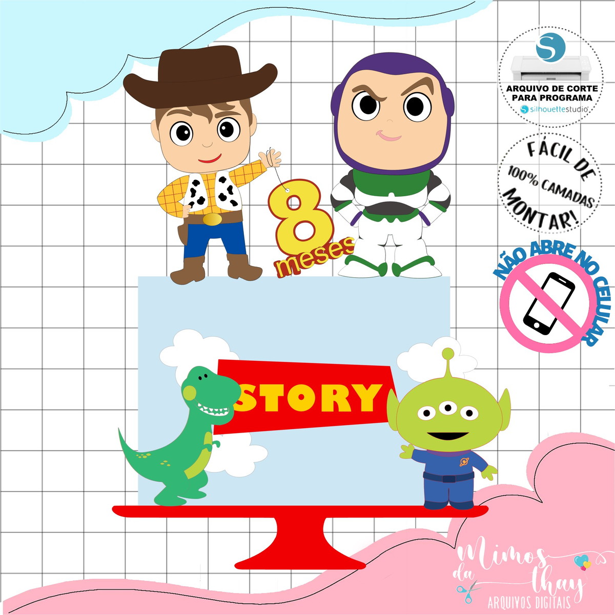 Arquivo de Corte: Topo de Bolo Toy Story Cute em Camadas 010