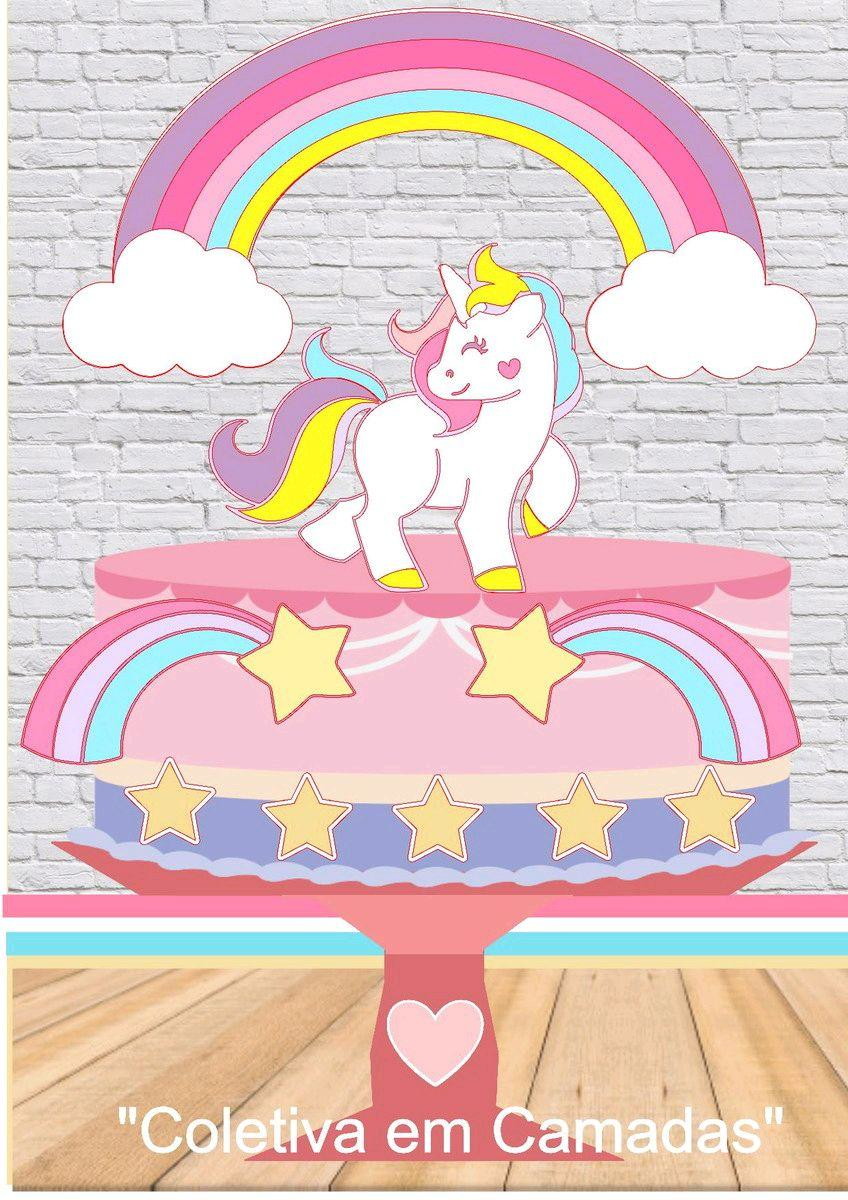 ARQUIVO DE CORTE TOPO DE BOLO UNICORNIO CAMADAS #2660