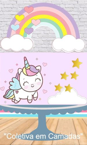 ARQUIVO DE CORTE TOPO DE BOLO UNICORNIO CAMADAS #2663