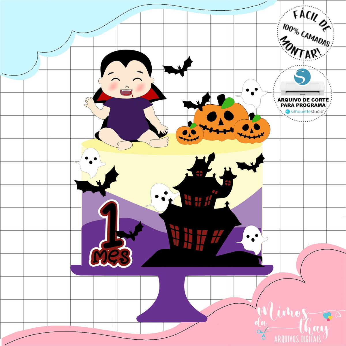 Arquivo de Corte Topo de Bolo Vampiro Baby Halloween 072