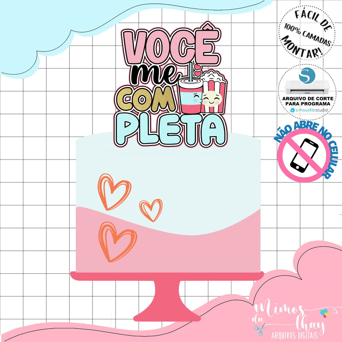Arquivo de Corte Topo de Bolo Você Me Completa Namorados 057