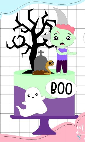 Arquivo de Corte Topo de Bolo Zombie Fofo Halloween 077
