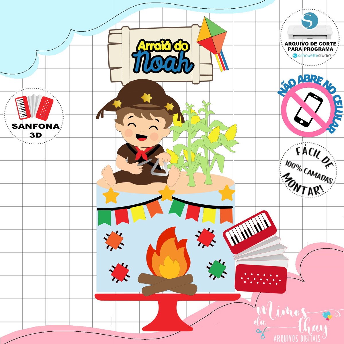 Arquivo de Corte Topo Festa Junina Cangaceiro Arraiá 191 - Imagem 2
