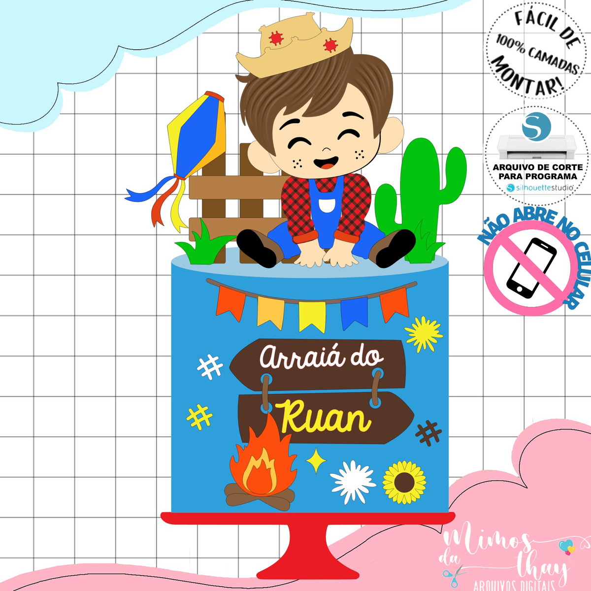 Arquivo de Corte Topo Festa Junina Menino Caipira Arraiá 152