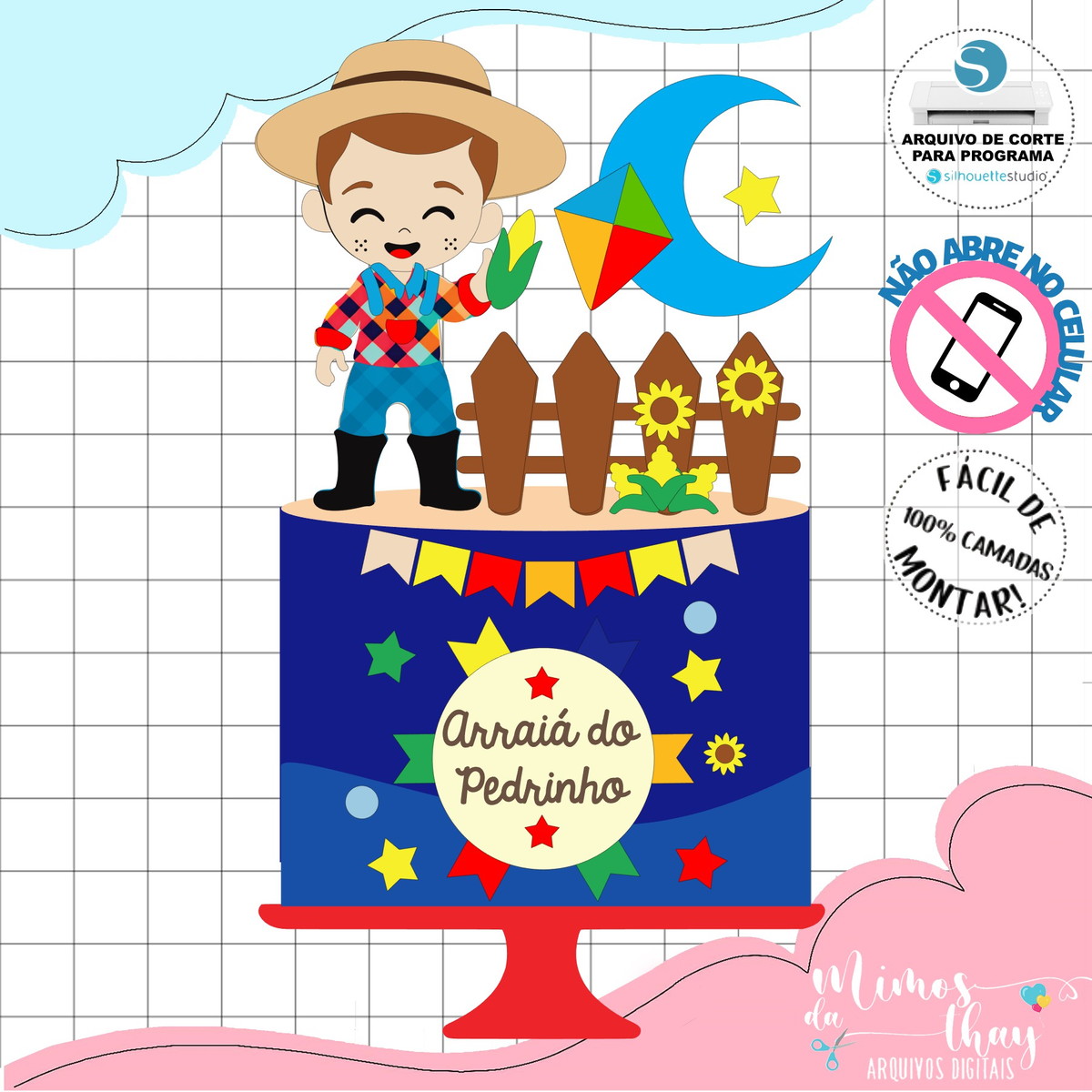 Arquivo de Corte Topo Festa Junina Menino Caipira Arraiá 164