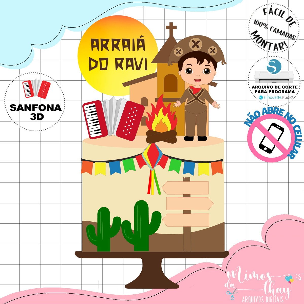 Arquivo de Corte: Topo Junino Cangaceiro Cute Arraiá 217 - Imagem 2