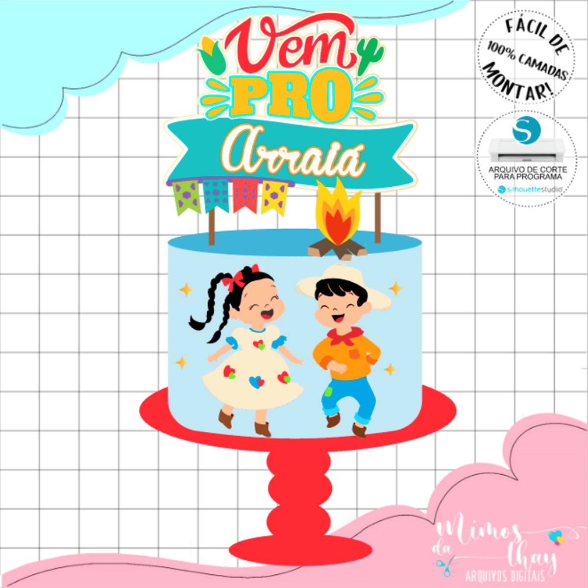 Arquivo de Corte: Topo Junino Casal Caipira Arraiá 085