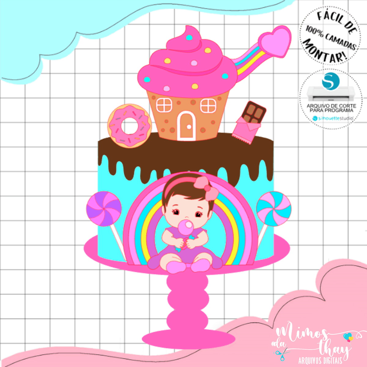 Arquivo de Corte: Topo Menina Baby Doces e Guloseimas 006