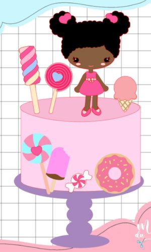 Arquivo de Corte Topo Menina Cacheada Doces e Guloseimas 008